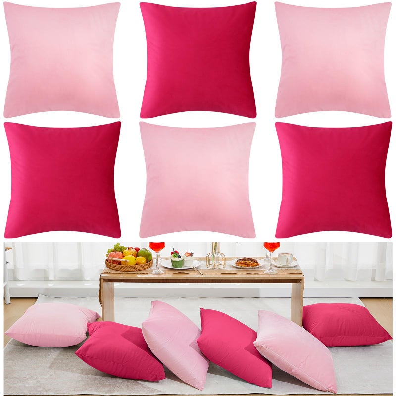 Berlune 12 Pcs Valentine's Day Velvet Throw Pillow Covers 18" x 18" Cushion Cases Soft Pillowcase for Valentine Picnic Coquette Party Accessories Couch Sofa Bed Decor, No Inserts (Girl Colors) - Image 1