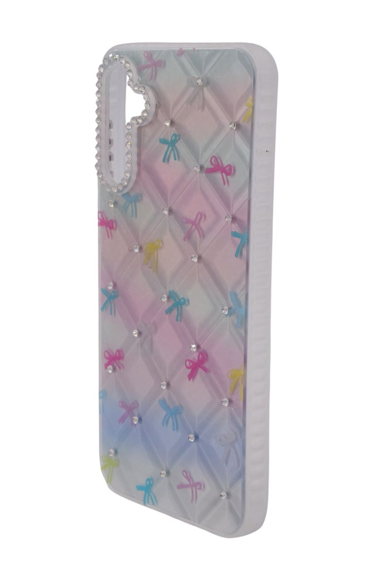 CFS TPU Bows Printed Back Cover Case with Rhinestone Camera Border For Samsung Galaxy A15 - Multicolor - Image 3