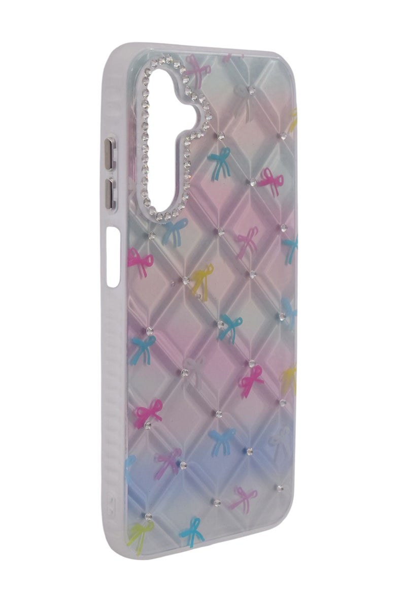 CFS TPU Bows Printed Back Cover Case with Rhinestone Camera Border For Samsung Galaxy A15 - Multicolor - Image 2