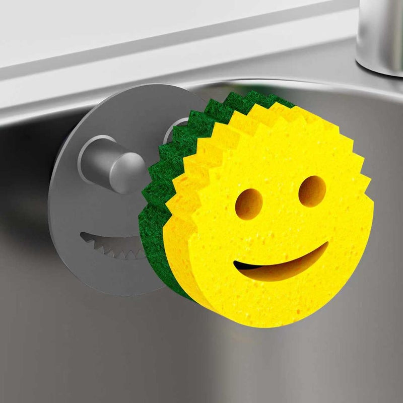 Kontoyo Sponge Holder for Kitchen Sink,Sink Caddy Organizer with Suction Cup Installation for Kitchen/Bathroom, Self Draining,Sponge Caddy for Holding Smiley Sponges-Gray - Image 1