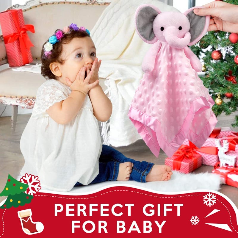 Pro Goleem Baby Girl Gifts Elephant Security Blanket with Stuffed Animal Snuggle Toy Lovey Soft Lovie Baby Registry Search for Infant and Toddler Pink 16 Inch - Image 3