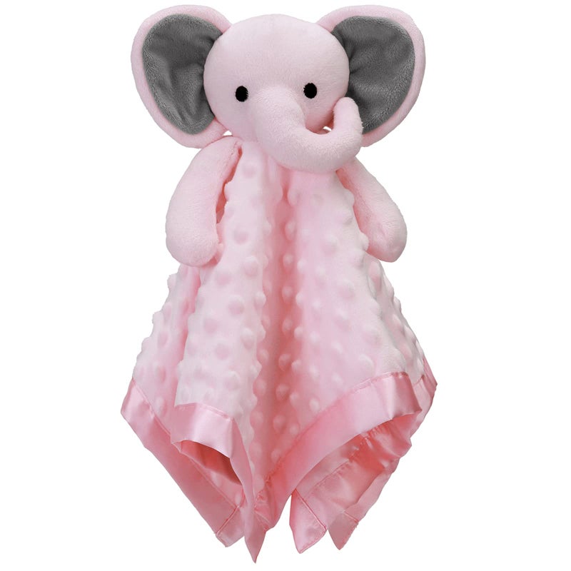 Pro Goleem Baby Girl Gifts Elephant Security Blanket with Stuffed Animal Snuggle Toy Lovey Soft Lovie Baby Registry Search for Infant and Toddler Pink 16 Inch - Image 1