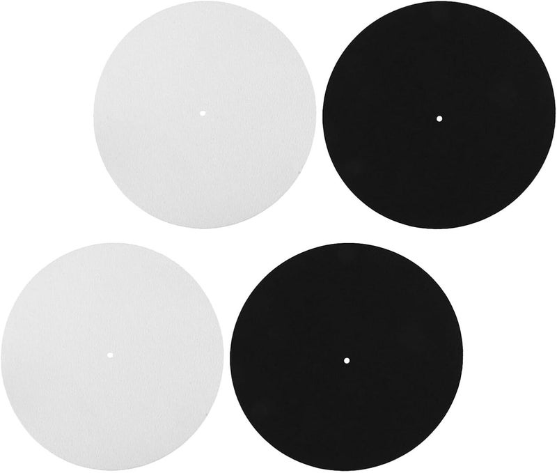 Toyvian 4pcs 12-inch Felt Vinyl Record Player Slipmat Set – Black and White Turntable Platter Mats, Non-slip Anti-static Pads for Vinyl Dj Performances and Home Audio - Image 1