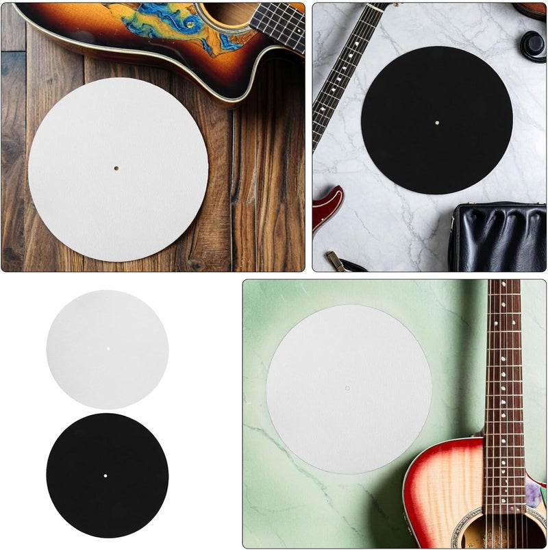 Toyvian 4pcs 12-inch Felt Vinyl Record Player Slipmat Set – Black and White Turntable Platter Mats, Non-slip Anti-static Pads for Vinyl Dj Performances and Home Audio - Image 3