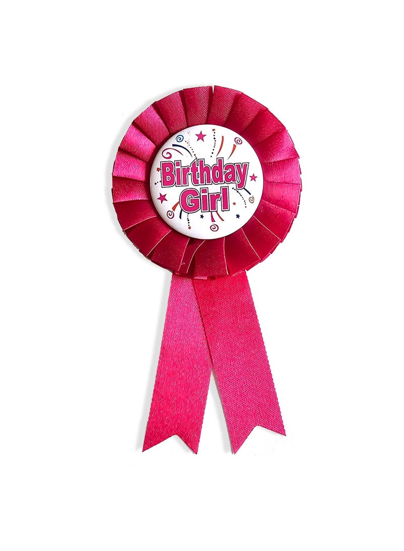 Souvenir Souq Stylish Birthday Girl Badge Pink | Kids Birthday Party Button Badge for Celebration & Party Wear - Image 1