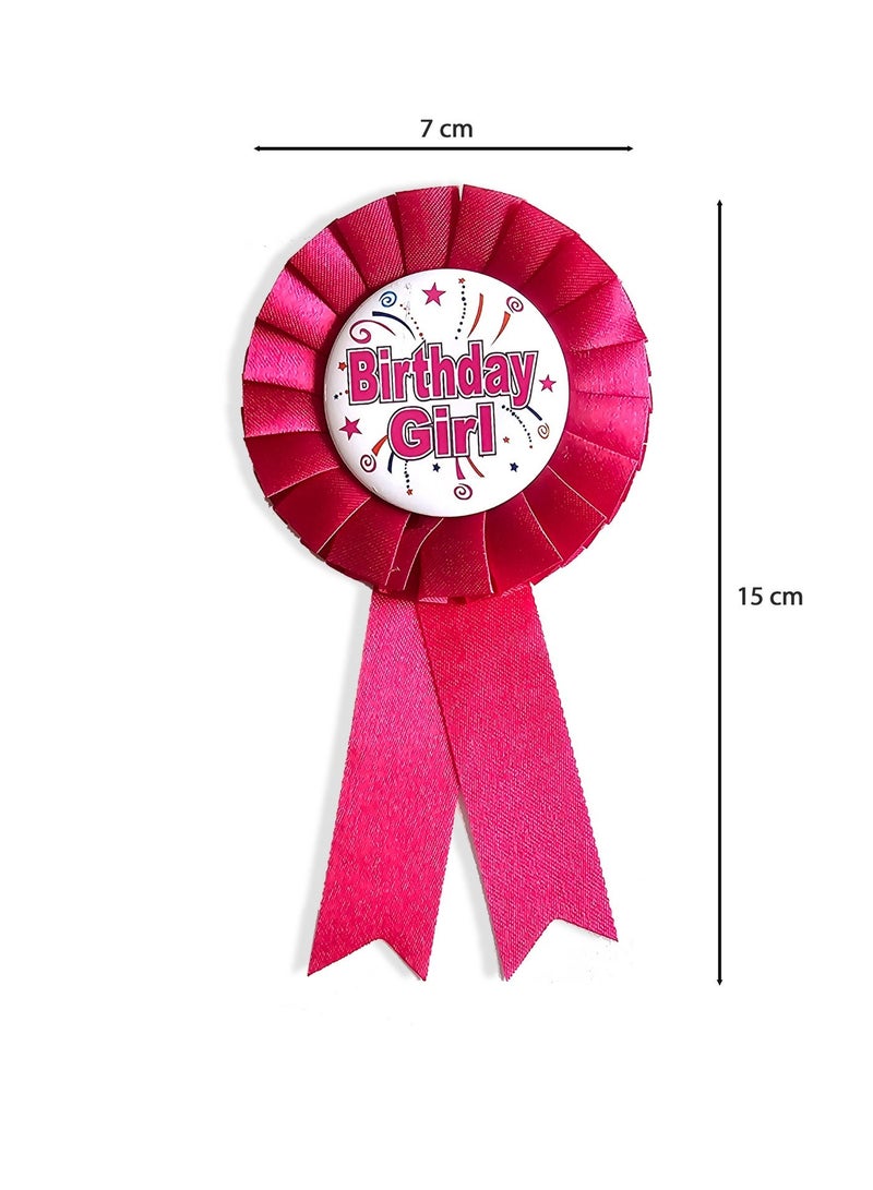 Souvenir Souq Stylish Birthday Girl Badge Pink | Kids Birthday Party Button Badge for Celebration & Party Wear - Image 4