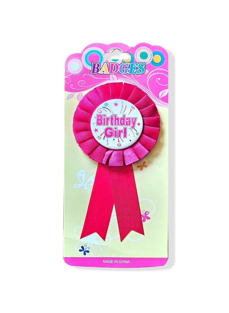 Souvenir Souq Stylish Birthday Girl Badge Pink | Kids Birthday Party Button Badge for Celebration & Party Wear - Image 3