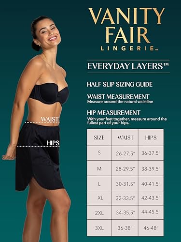 Vanity Fair womens Everyday Layers Single Slit Half Slip, Damask Neutral, Large (22" Length) - Image 5