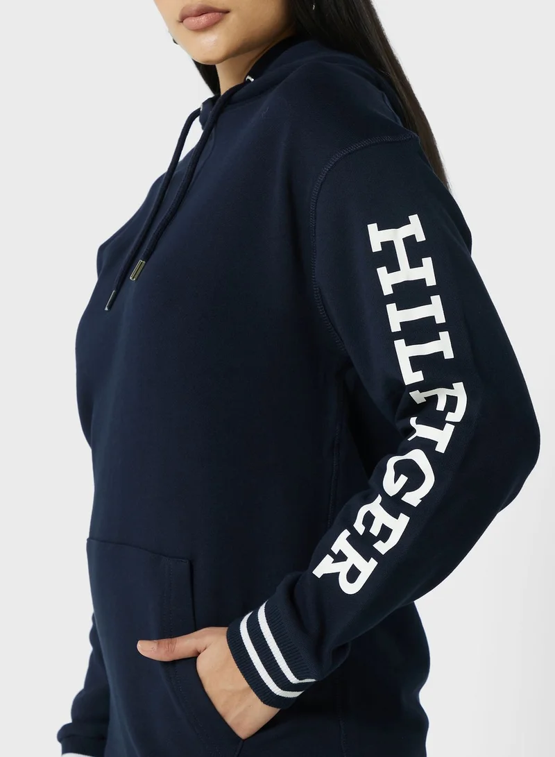 TOMMY HILFIGER Logo Sleeve Knitted Hoodie Dress