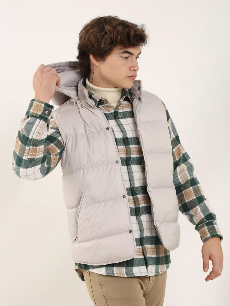 دوفي Stone Men's Regular Fit High Collar Vest Coat