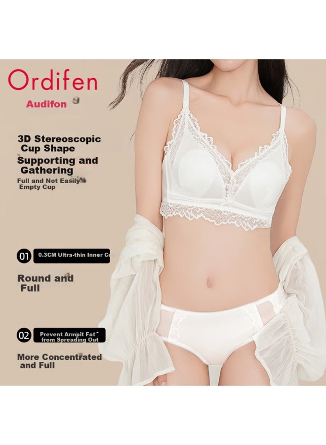 Ordifen Ordifen Sexy Lace Bra And Panty Set, Wireless Push-up Bralette With Thin Straps And Breathable Lace, Backless Lingerie Set For Small Bust  - Image 2