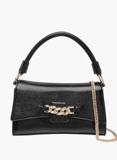Paprika Women's Embellished Crossbody Bag with Chain Strap and Magnetic Button Closure