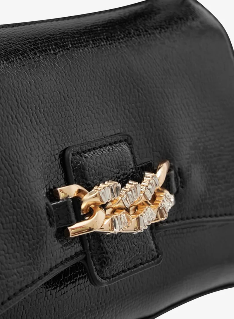 Paprika BLACK Women's Embellished Crossbody Bag with Chain Strap and Magnetic Button Closure Ramadan Collection for Women | Best Price UAE