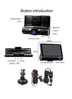 DIGI CORE Car Dash Camera Front and Inside Video Recorder Rear Camera Dual Dash Cam With 4 inch Reverse Full Screen Driving Recorder DVR HD 1080P Night Vision Parking Mode Seamless Recording  - Image 3