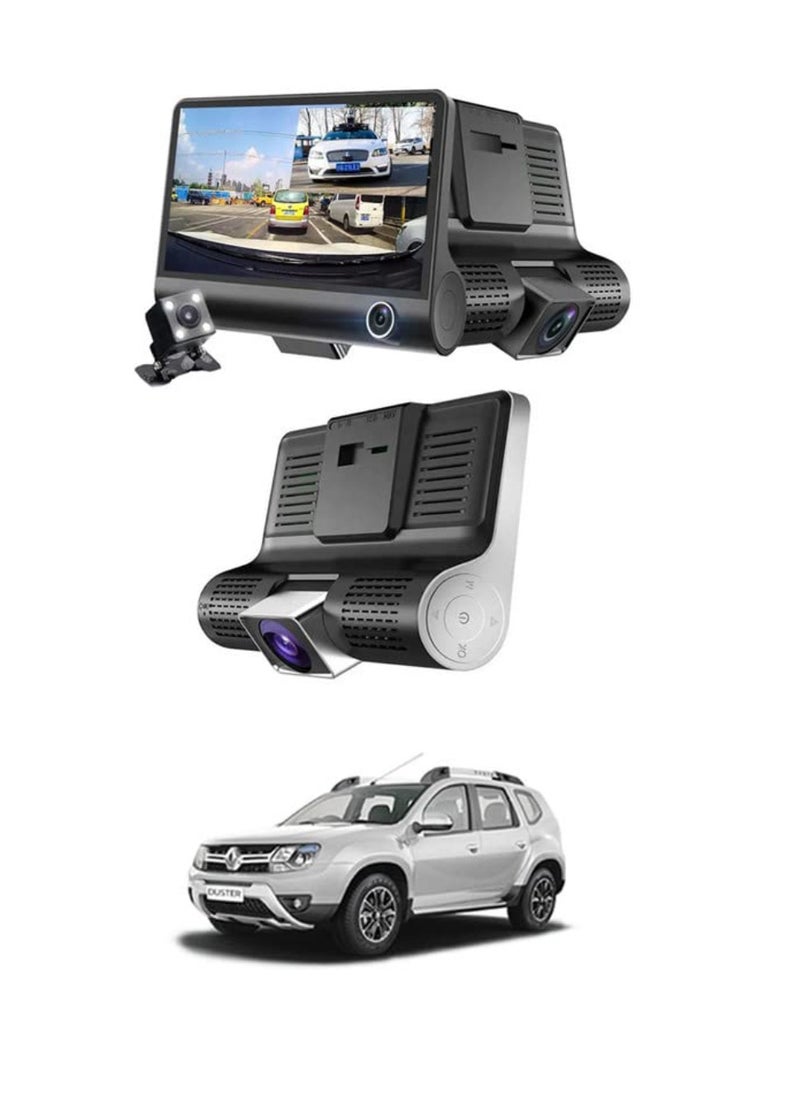 DIGI CORE Car Dash Camera Front and Inside Video Recorder Rear Camera Dual Dash Cam With 4 inch Reverse Full Screen Driving Recorder DVR HD 1080P Night Vision Parking Mode Seamless Recording  - Image 1