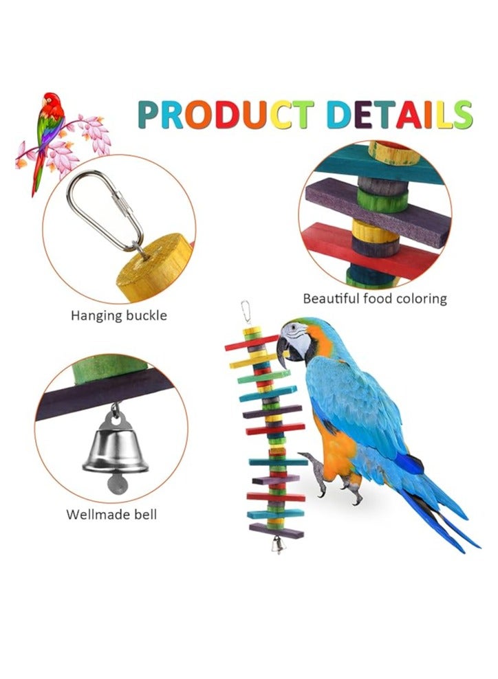 4 Pcs Bird Toys Parrot Toys with Multicolored Natural Wood Blocks, Bird Chew Toys for Large Medium Parrots Macaws Lovebirds Doves Cockatiels Conures Parakeets Chewing Biting Foraging, 2 Designs - Image 3