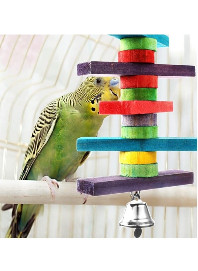 4 Pcs Bird Toys Parrot Toys with Multicolored Natural Wood Blocks, Bird Chew Toys for Large Medium Parrots Macaws Lovebirds Doves Cockatiels Conures Parakeets Chewing Biting Foraging, 2 Designs - Image 4