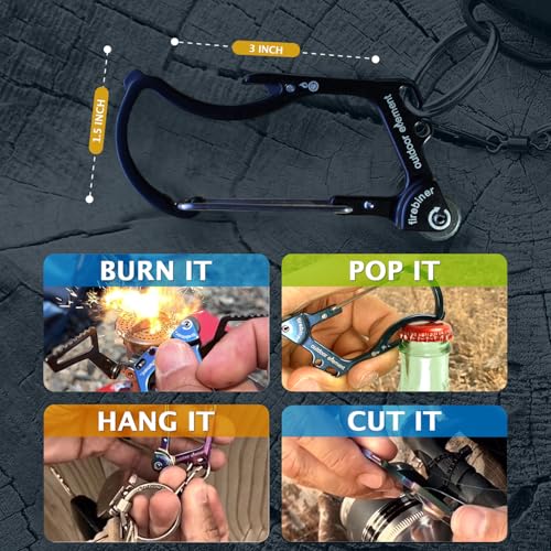 OUTDOOR ELEMENT Firebiner 6-in-1 Fire-Starting Carabiner EDC Emergency Multitool -Keychain,Utility Blade,Bottle Opener,& more - Image 5