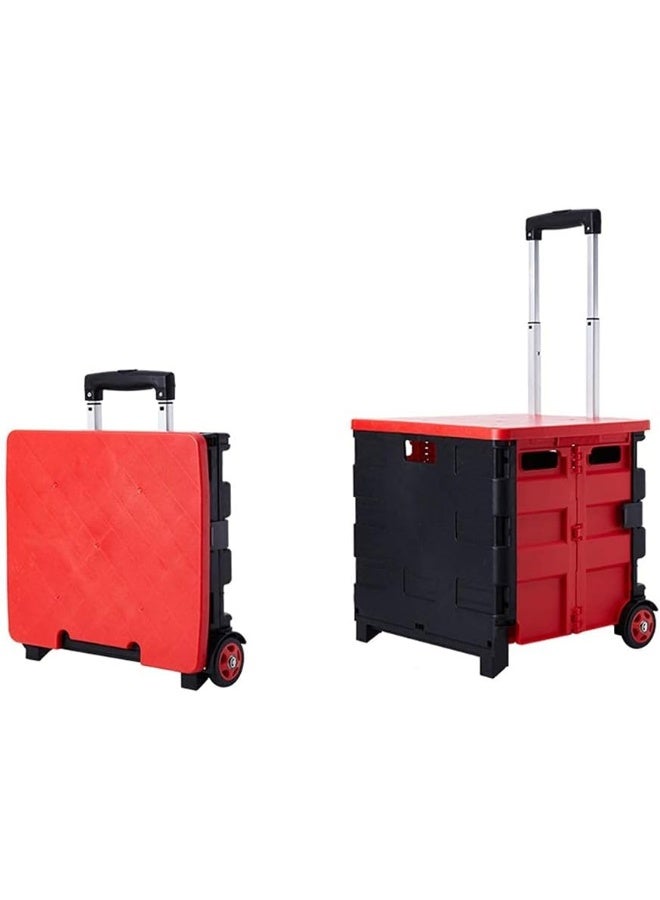 TDMYCS Folding Boot Cart 75L Large Capacity 2-wheel Shopping Cart SUV Folding Trolley Storage Box Camping Luggage Cart  - Image 1