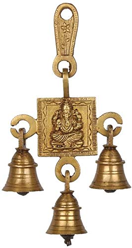 UAPAN Brass Religious Hanging Bell (Ganesh, Gold), 3.5 cm, 15 cm, 3.18 inches - Image 2