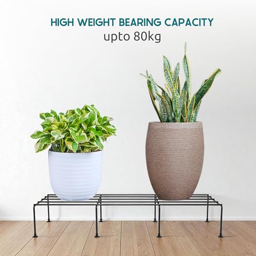 Nurturing Green® Pack of 2 Metal Plant Stands for Home, Balcony, Outdoor | Black Pot Stands for Flower, Planters, Vases | 24 Inch Long & 8.5 Inch Wide | Perfect for Living Room & Garden - Image 4