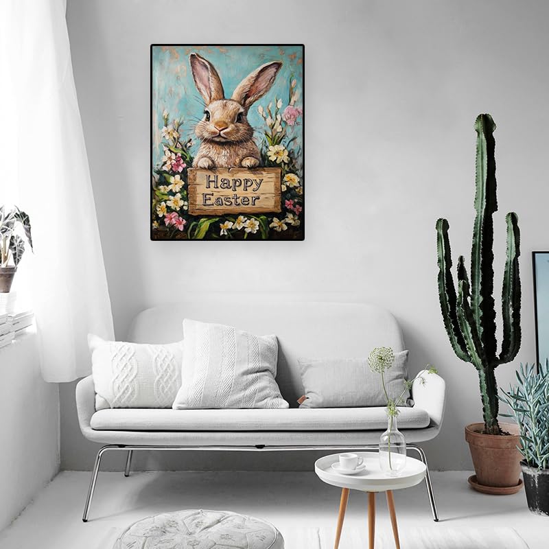 Eterkosu Easter Day Diamond Art Painting Kits for Adult Beginners - Rabbit 5D Full Drill Round Diamond Art Kits Diamond Dots Paintings with Diamonds Happy Easter Picture Gem Art Rhinestones Crafts - Image 5