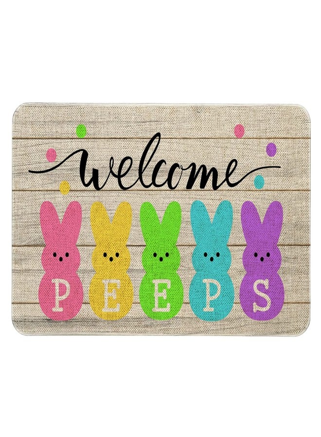 Roszwtit Easter Door Mat 30 X 17 Inch Easter Bunny Welcome Peeps Doormat Indoor Outdoor Entrance Floor Mat Non Slip Easter Decor Rubber Mats - Image 1