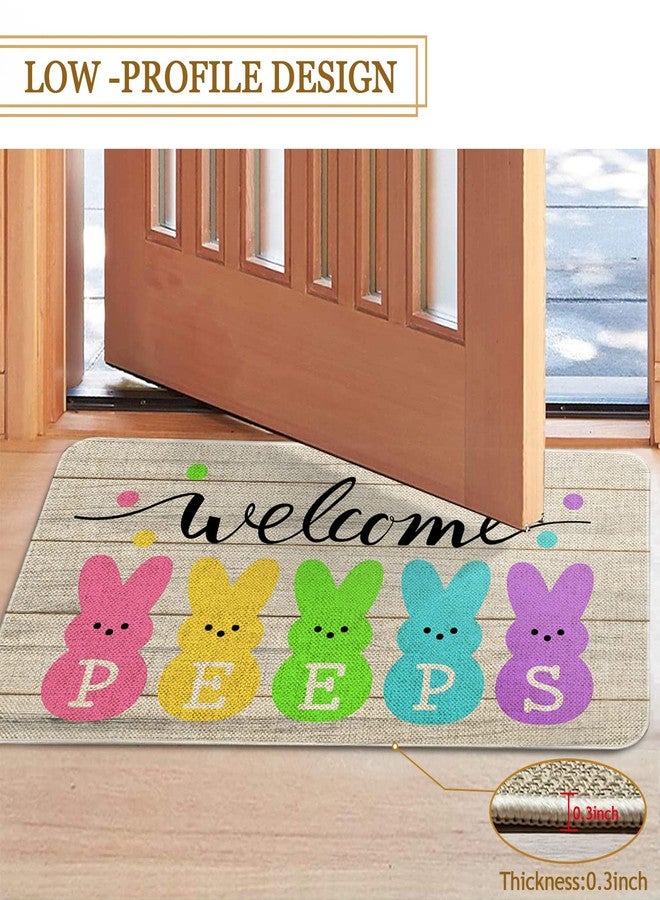 Roszwtit Easter Door Mat 30 X 17 Inch Easter Bunny Welcome Peeps Doormat Indoor Outdoor Entrance Floor Mat Non Slip Easter Decor Rubber Mats - Image 5
