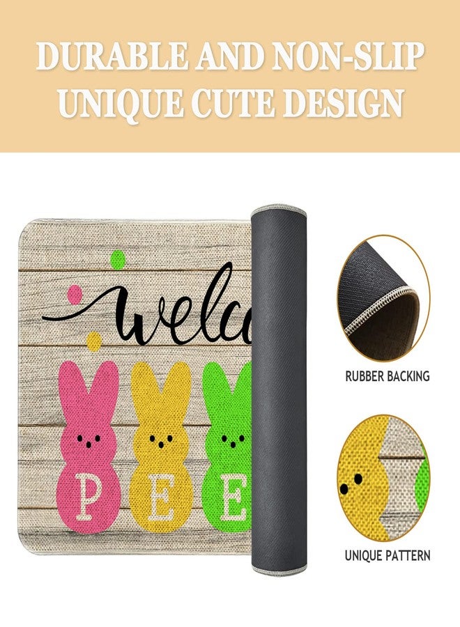 Roszwtit Easter Door Mat 30 X 17 Inch Easter Bunny Welcome Peeps Doormat Indoor Outdoor Entrance Floor Mat Non Slip Easter Decor Rubber Mats - Image 4