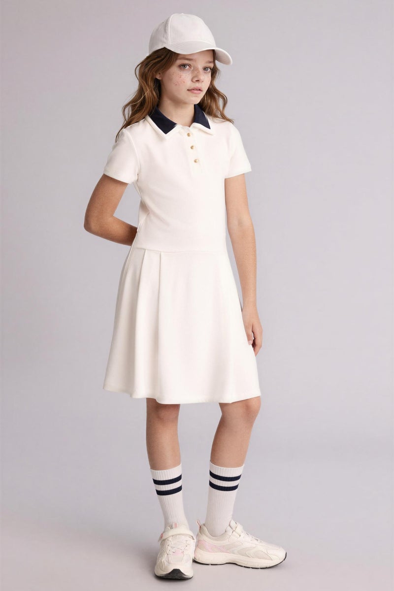 DeFacto White Girl Girl Short Sleeve Knitted Dress Casual - Image 4