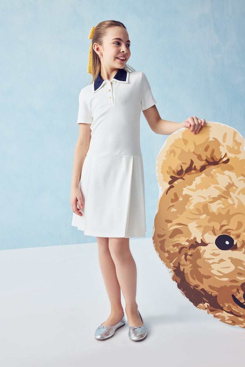 DeFacto White Girl Girl Short Sleeve Knitted Dress Casual - Image 1