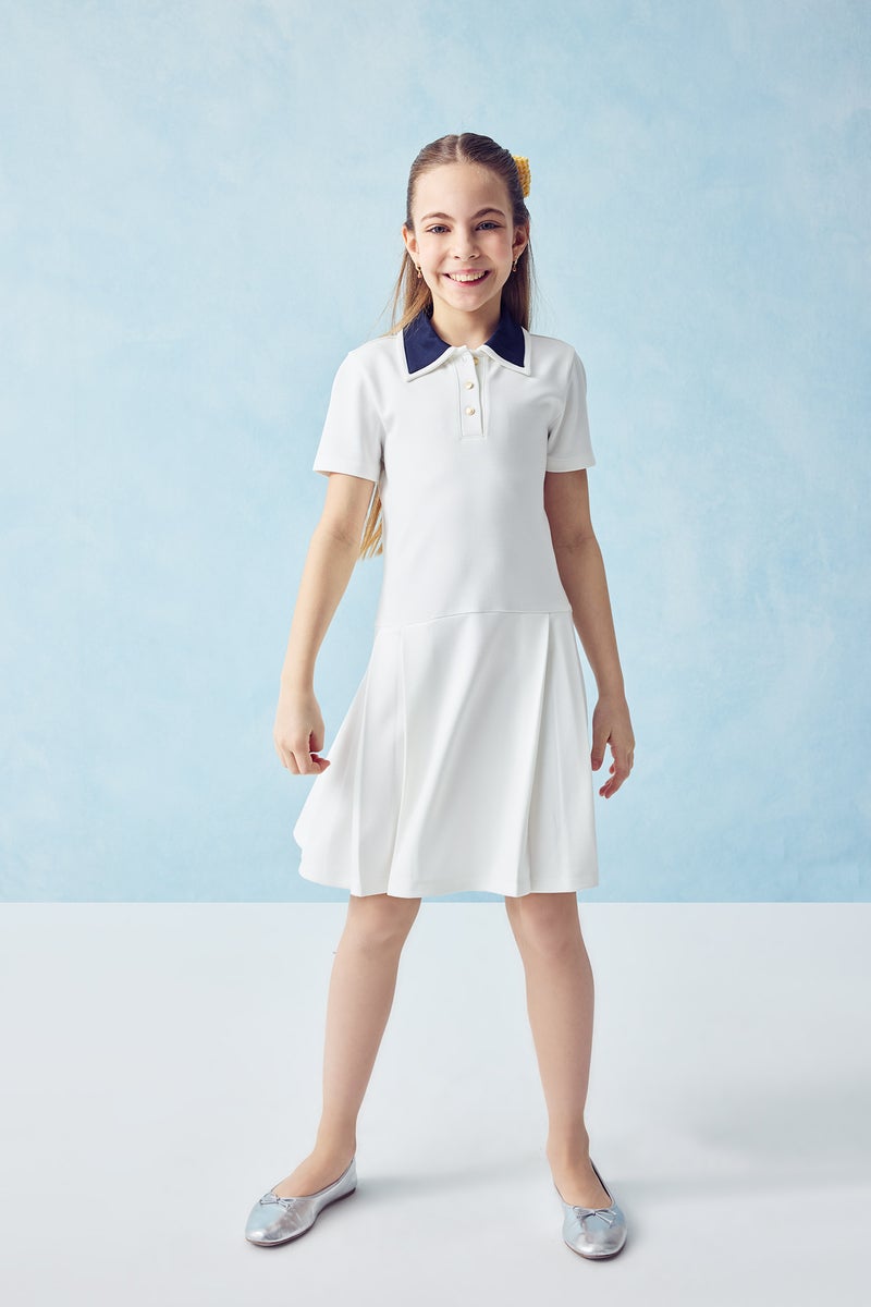 DeFacto White Girl Girl Short Sleeve Knitted Dress Casual - Image 2
