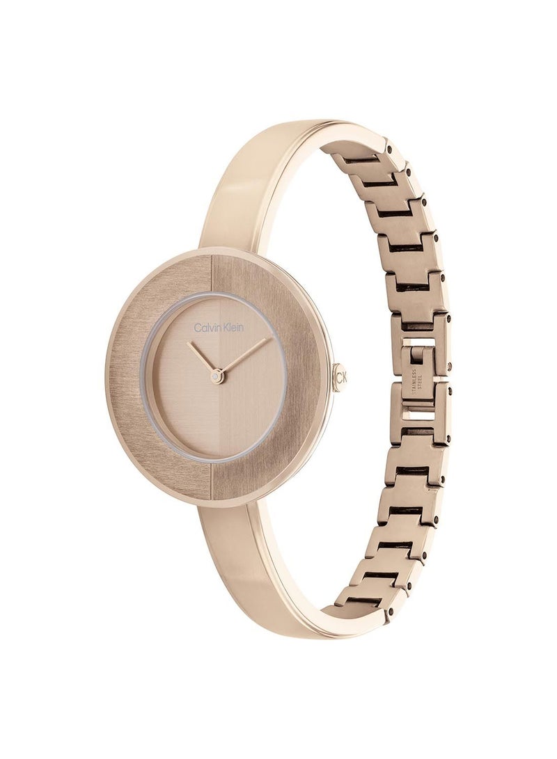 CALVIN KLEIN Analog Round Waterproof  Wrist Watch With Gold Strap 25200023 - Image 1