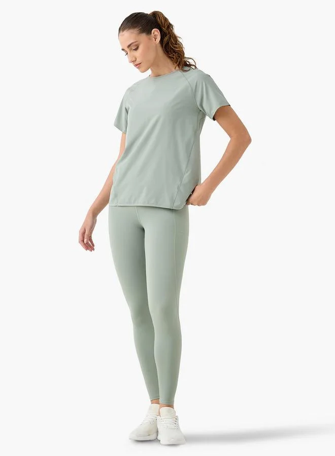 ADOT by Splash Ribbed T-shirt with Raglan Sleeves