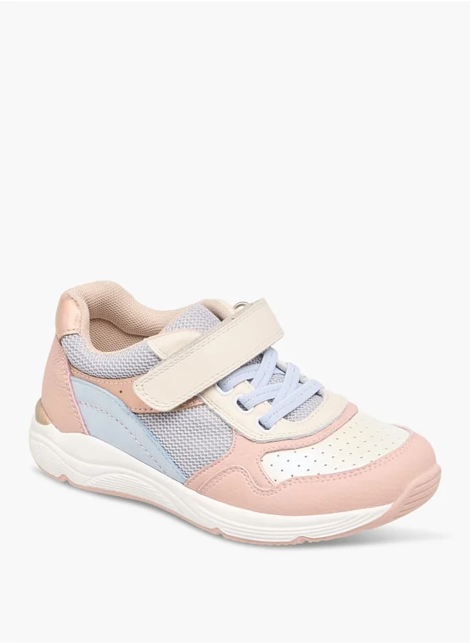 جونيورز Girls Panelled Sneakers with Hook and Loop Closure