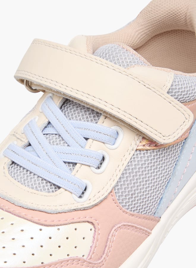 JUNIORS Girls Panelled Sneakers with Hook and Loop Closure  - Image 4