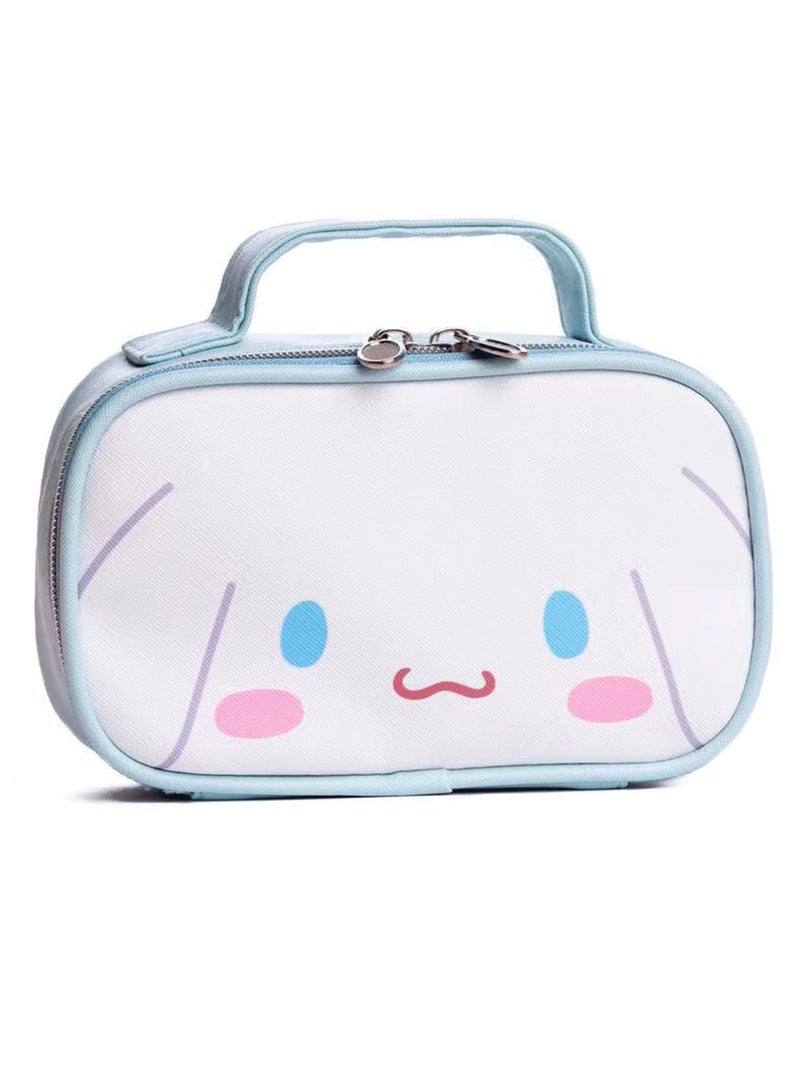 Zikra Kawaii Cinnamoroll Makeup Bag, Cinnamoroll Makeup Bag, Cute Cartoon Cosmetics Bag, Mini Travel Toiletry Bag, Waterproof Reusable Faux Leather Cinnamoroll Accessories for Women, Blue - Image 1