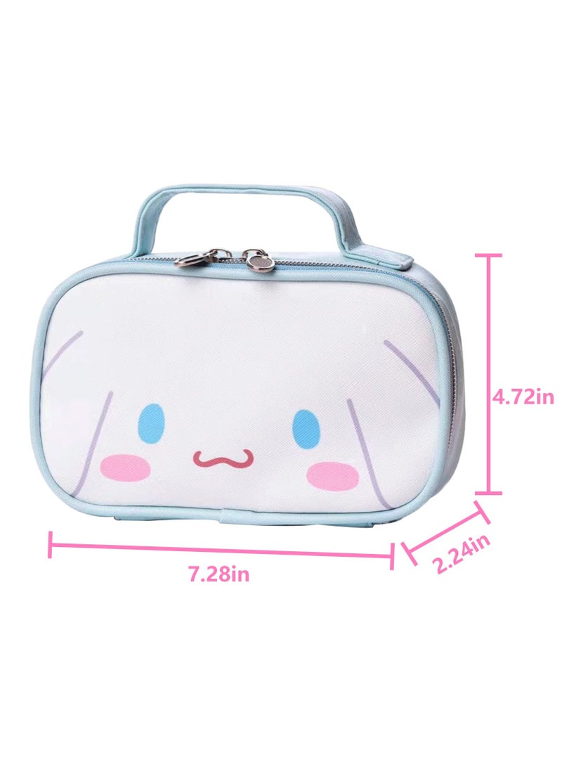 Zikra Kawaii Cinnamoroll Makeup Bag, Cinnamoroll Makeup Bag, Cute Cartoon Cosmetics Bag, Mini Travel Toiletry Bag, Waterproof Reusable Faux Leather Cinnamoroll Accessories for Women, Blue - Image 2