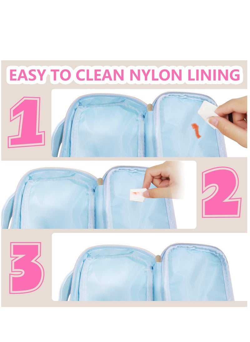 Zikra Kawaii Cinnamoroll Makeup Bag, Cinnamoroll Makeup Bag, Cute Cartoon Cosmetics Bag, Mini Travel Toiletry Bag, Waterproof Reusable Faux Leather Cinnamoroll Accessories for Women, Blue - Image 5