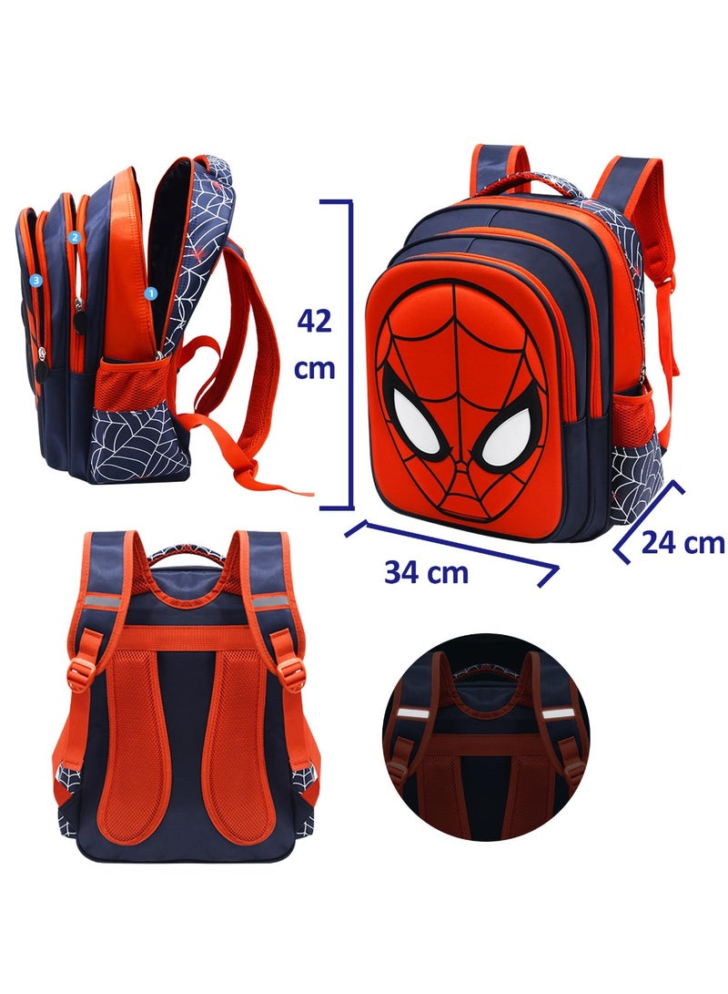 School Bag for Boys Girls Spiderman Face Backpack Waterproof Double Travel Bags Daypack School Bag Gifts for Kids Elementary Students Backpack  - Image 3