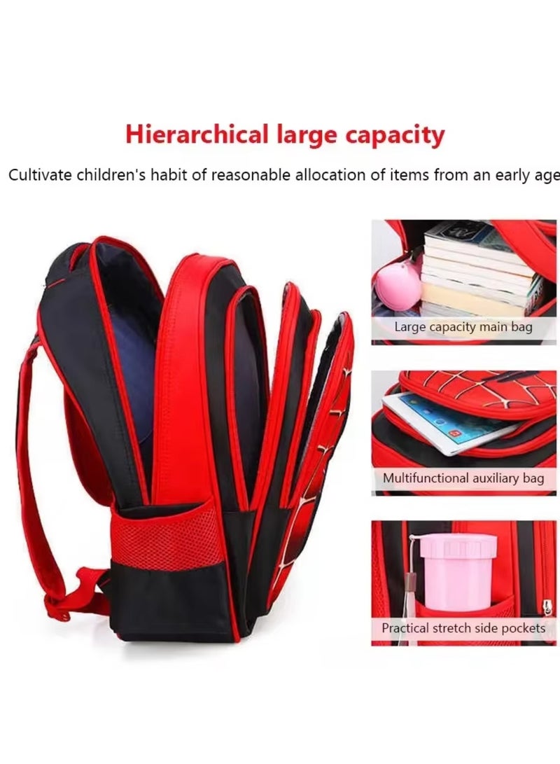 School Bag for Boys Girls Spiderman Face Backpack Waterproof Double Travel Bags Daypack School Bag Gifts for Kids Elementary Students Backpack  - Image 4