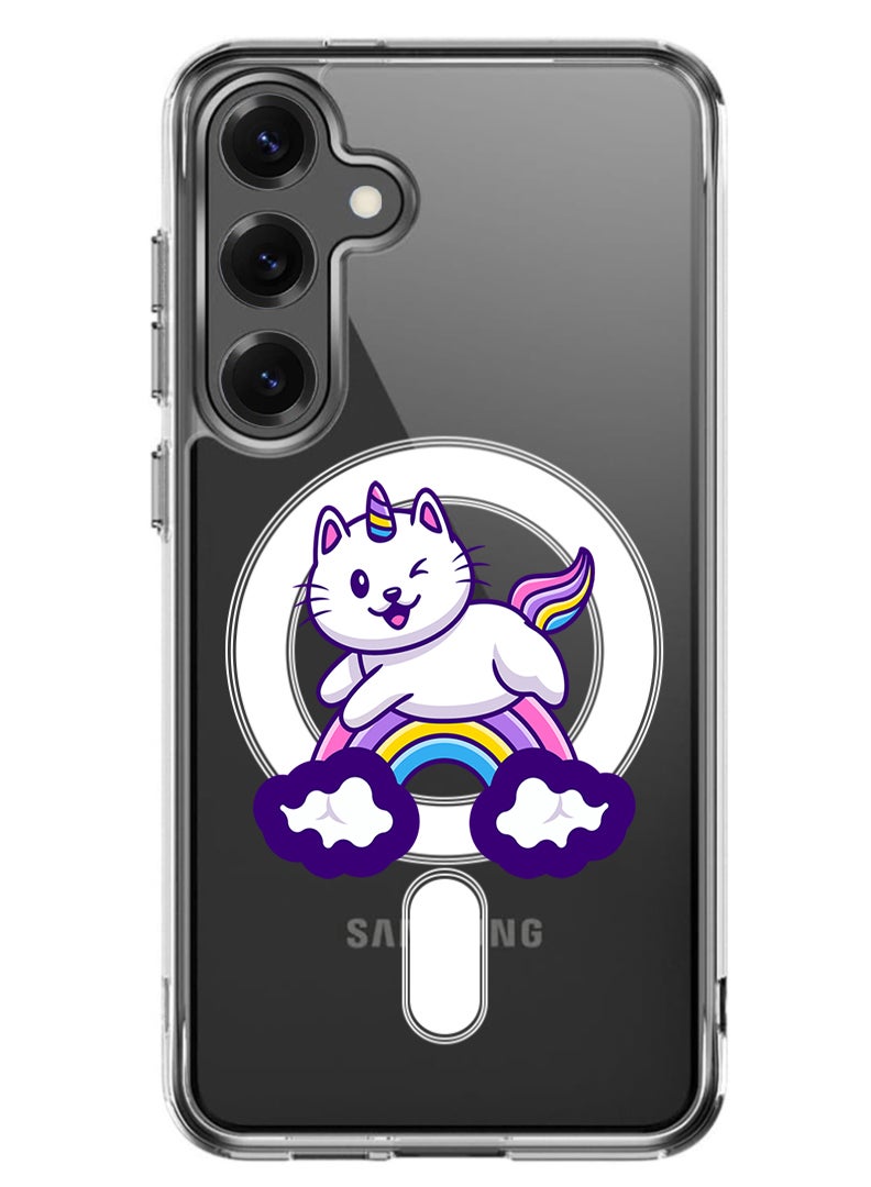 Theodor Magnetic Case for Samsung Galaxy S25 Plus 6.7-inch Compatible with MagSafe Wireless Charging, Shockproof Phone Bumper Cover Cute Unicorn - Image 1