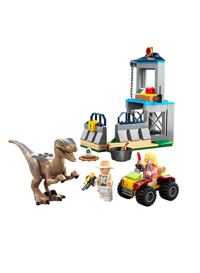 LEGO Jurassic Park Velociraptor Escape 76957 Building Toy Set; Learn-To-Build Playset For Kids Aged 4 And Over, Featuring A Buildable Dinosaur Pen, Off-Road Vehicle And 2 Minifigures (137 Pieces)