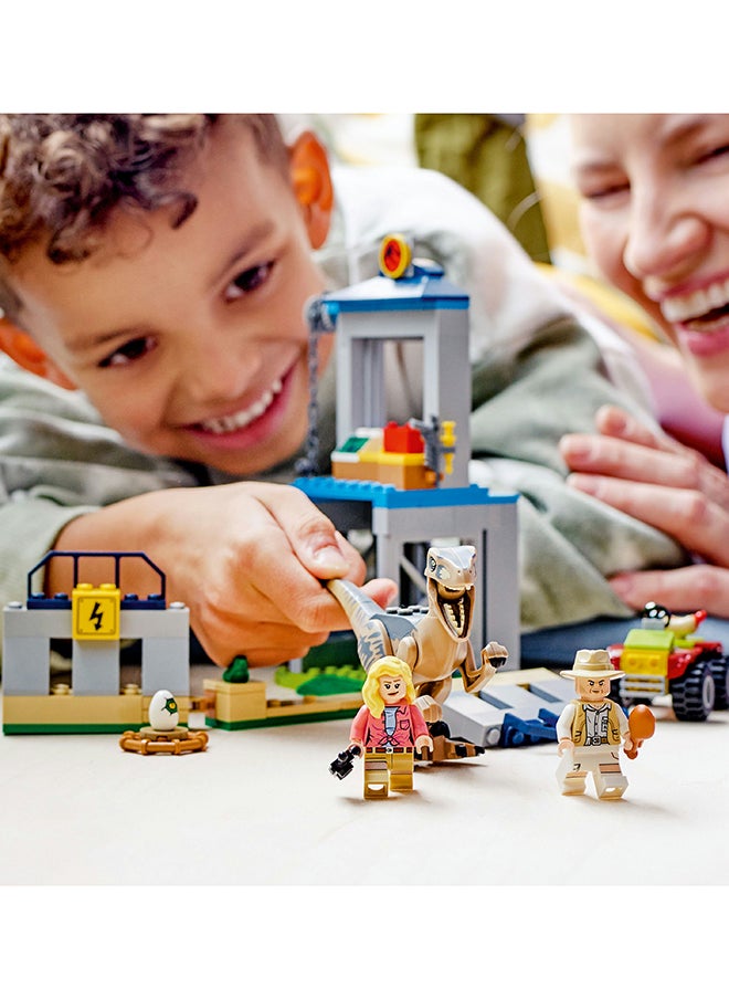 LEGO - Jurassic Park Velociraptor Escape 76957 Building Toy Set; Learn-To-Build Playset For Kids Aged 4 And Over, Featuring A Buildable Dinosaur Pen, Off-Road Vehicle And 2 Minifigures (137 Pieces) - Image 1