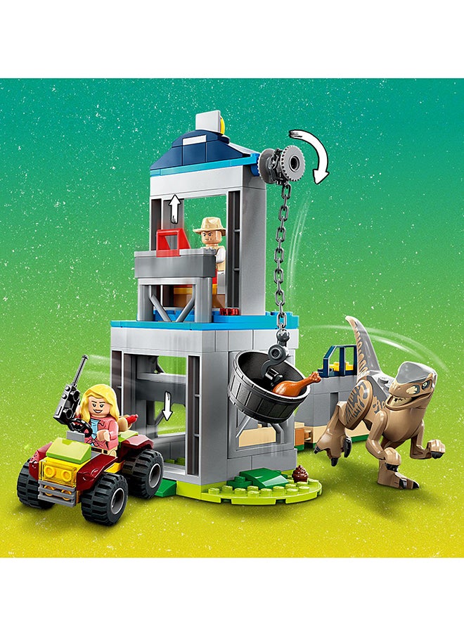 LEGO - Jurassic Park Velociraptor Escape 76957 Building Toy Set; Learn-To-Build Playset For Kids Aged 4 And Over, Featuring A Buildable Dinosaur Pen, Off-Road Vehicle And 2 Minifigures (137 Pieces) - Image 1