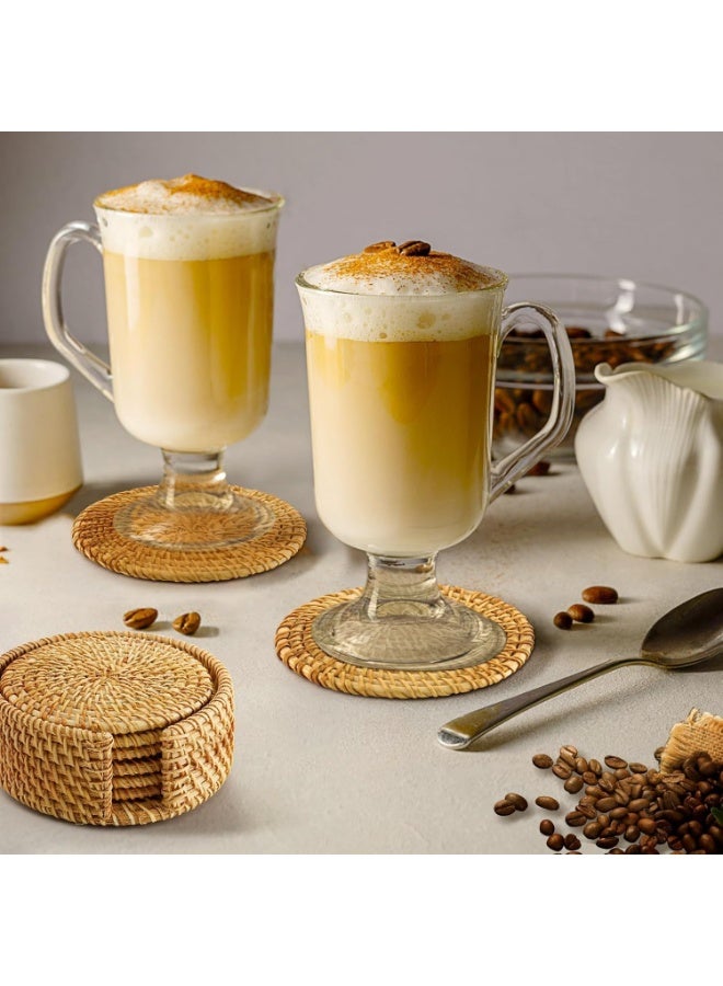 NANAO كوسترات مشروبات مصنوعة يدويًا من الخيزران مع حامل، مجموعة من 6، أسلوب بوهو الطبيعي، مقاومة للحرارة - Image 5