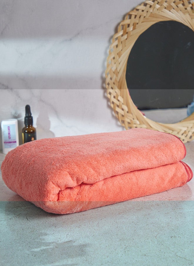 Fezora Microfiber Pink Solid 500GSM Super Soft Adult Regular Bath Towel - 28x55 In - Image 3