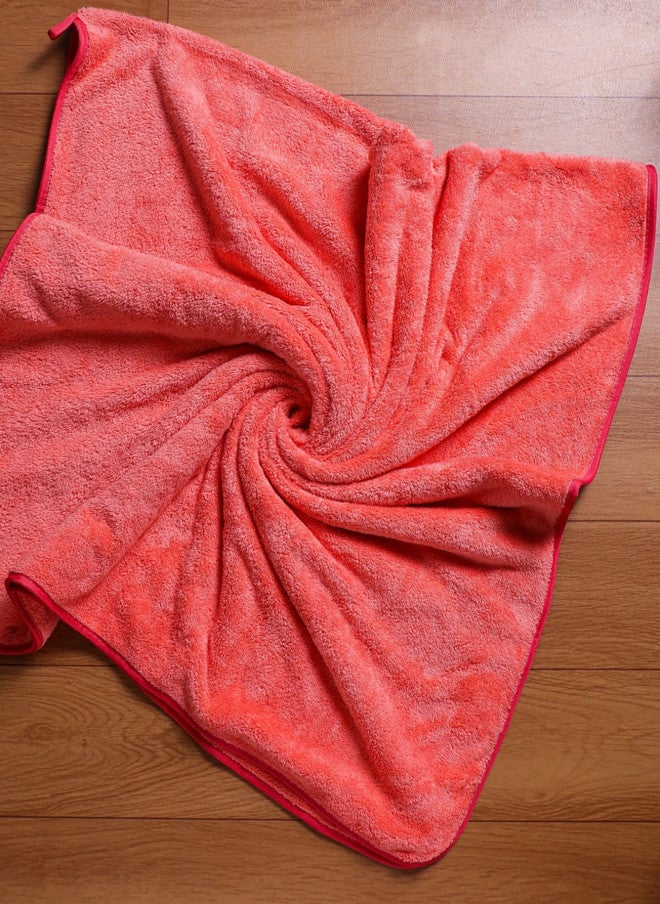 Fezora Microfiber Pink Solid 500GSM Super Soft Adult Regular Bath Towel - 28x55 In - Image 2