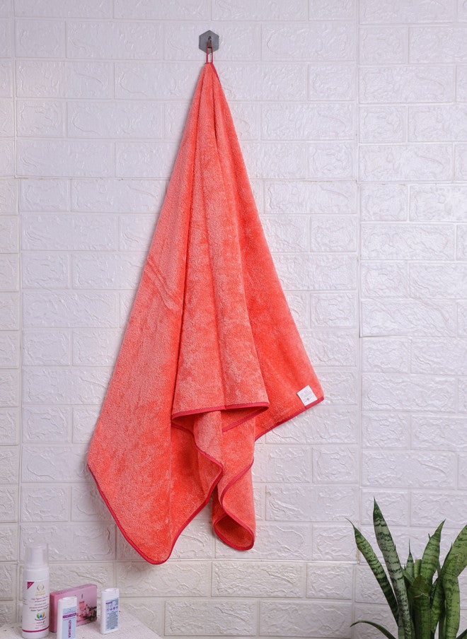 Fezora Microfiber Pink Solid 500GSM Super Soft Adult Regular Bath Towel - 28x55 In - Image 1