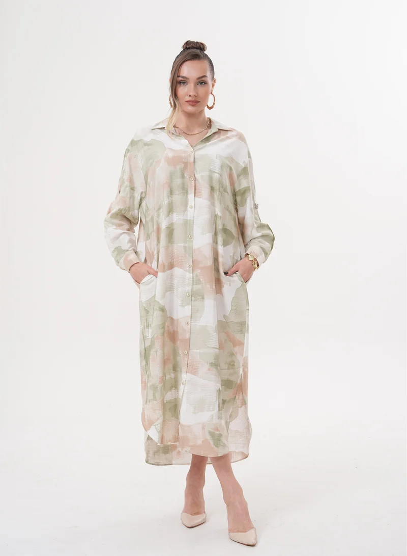 Soft Safari Elegance Shirt Dress